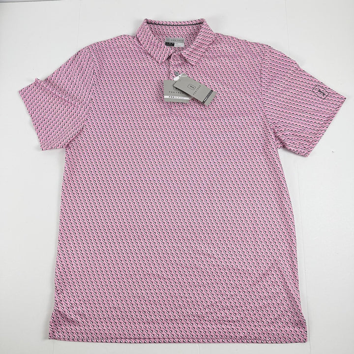 Translation missing: en.Pga Tour Mens Athletic fit Short Sleeve Golf Polo Shirt Pink Size Large Stretch