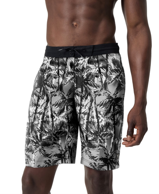 Translation missing: en.Speedo Men's Hawaiian Sky Bondi Basin Palm Print 9" Boardshorts Black-2XL