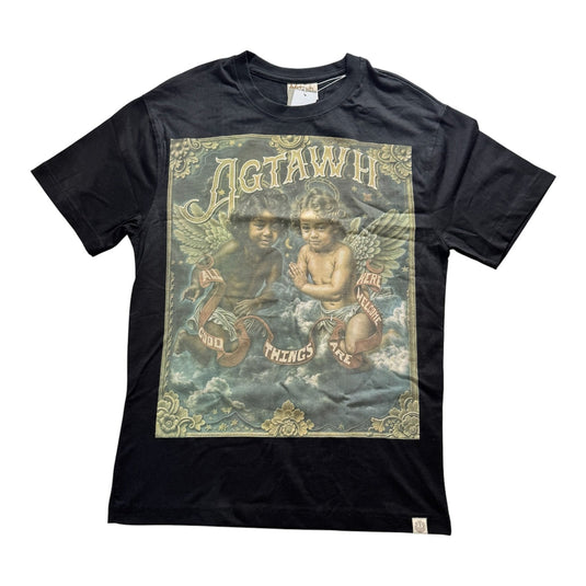 Translation missing: en.All Good Things Are Welcome Here Premium Cherubin T-Shirt Black Cotton-2XL