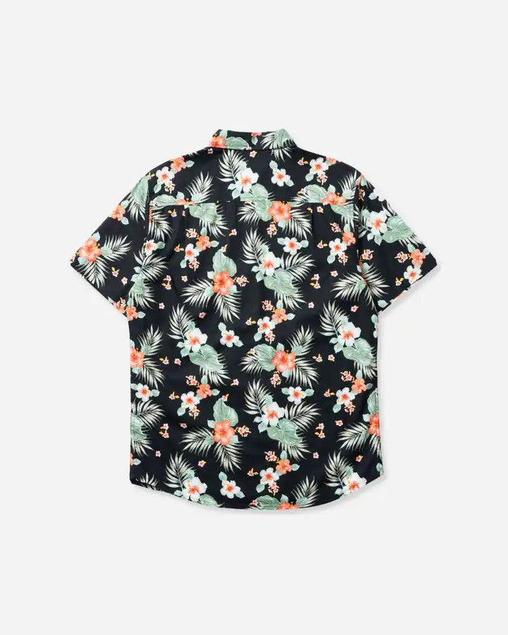 Translation missing: en.Hurley Men's Organic Wedge Short Sleeve Woven Shirt Black Multi-Small
