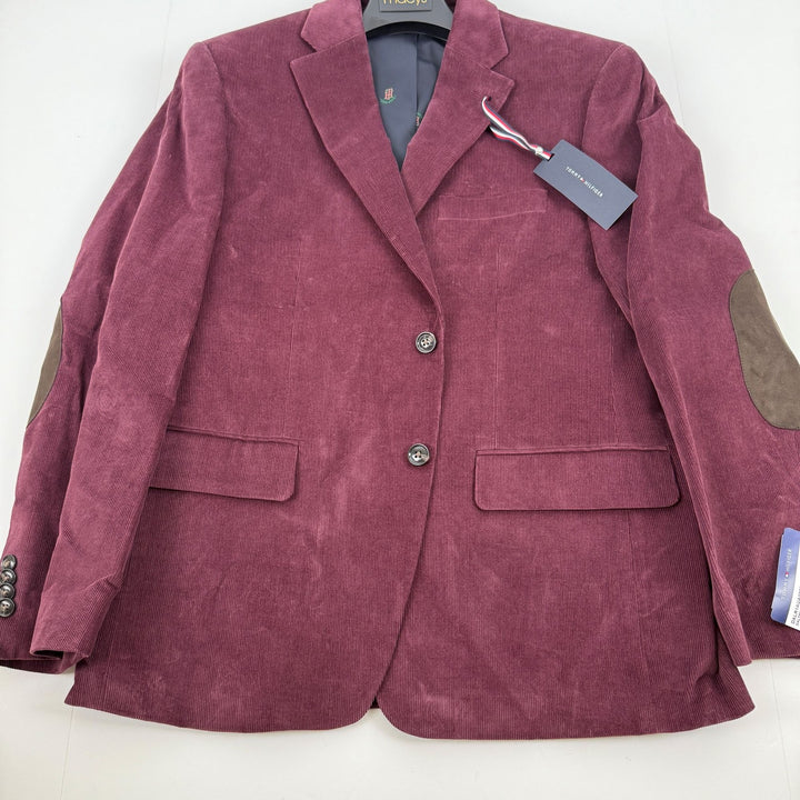 Translation missing: en.Tommy Hilfiger Men's Modern-Fit Corduroy Elbow Patch Sport Coat - Burgundy-40S