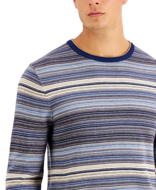 Translation missing: en.Tasso Elba Men's Intarsia Crewneck Sweater Cotton/Viscose/Silk/Cashmere Blue-2XL