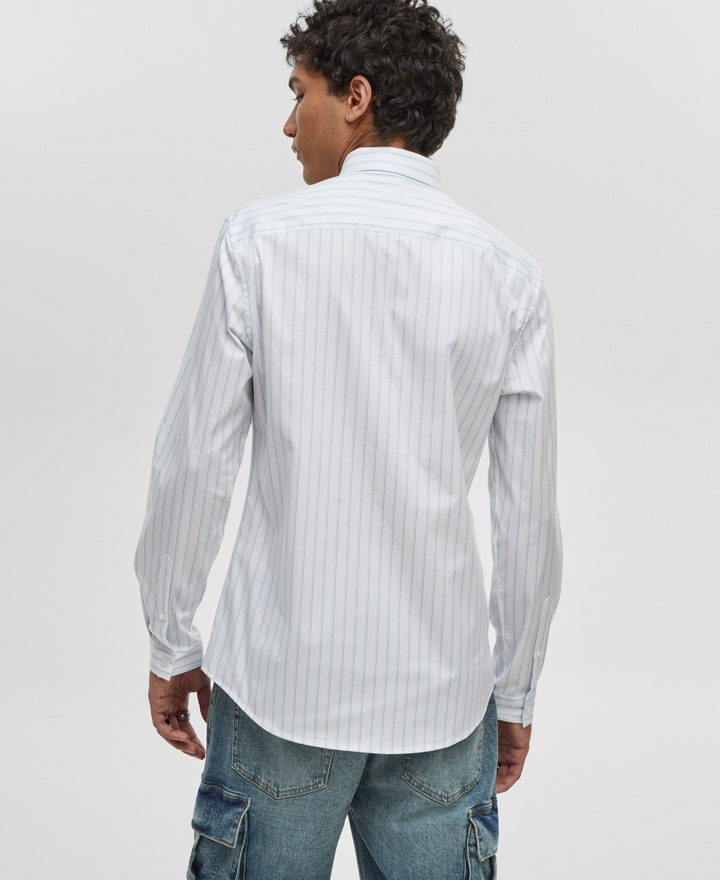 Translation missing: en.Mode of One Men's Sport Shirt Pale Indigo Button Down Stripe-Large 16  33/34