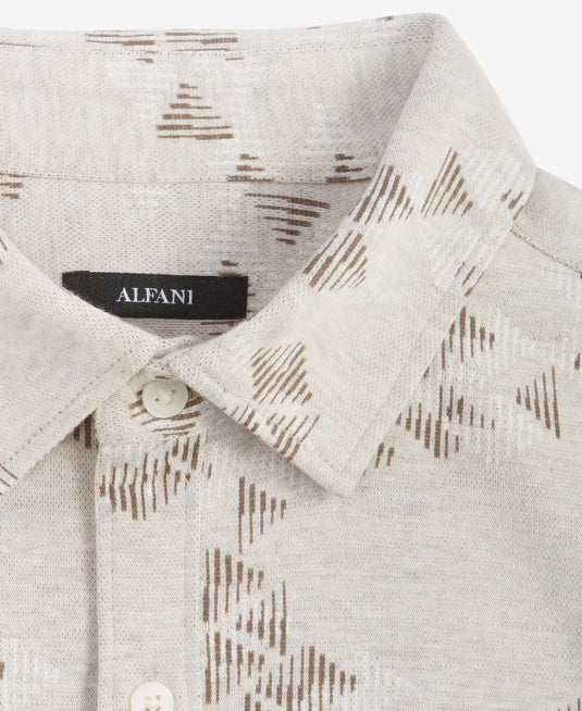 Translation missing: en.Alfani Men's Jacquard Knit Button-Down L/S Shirt Silver Cloud Heather-Small