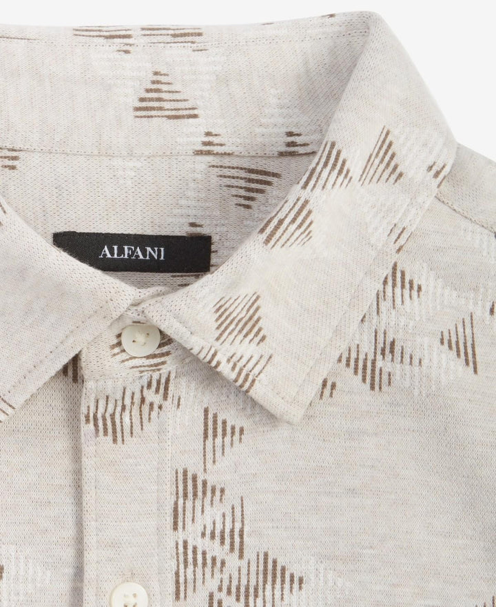 Translation missing: en.Alfani Men's Jacquard Knit Button-Down L/S Shirt Silver Cloud Heather-Small