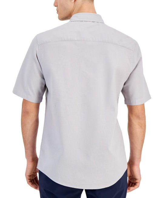 Translation missing: en.Alfani Men's Short-Sleeve Solid Textured Shirt Grey Fog-Small