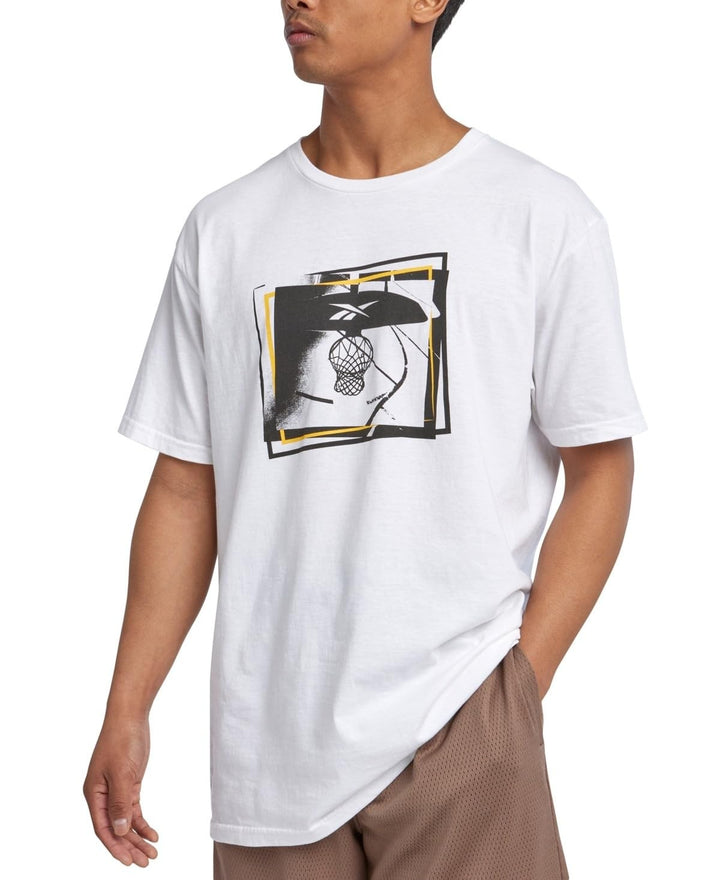Translation missing: en.Reebok Graphic T-Shirt White Size Medium B-Ball Hoops Mens Short Sleeve