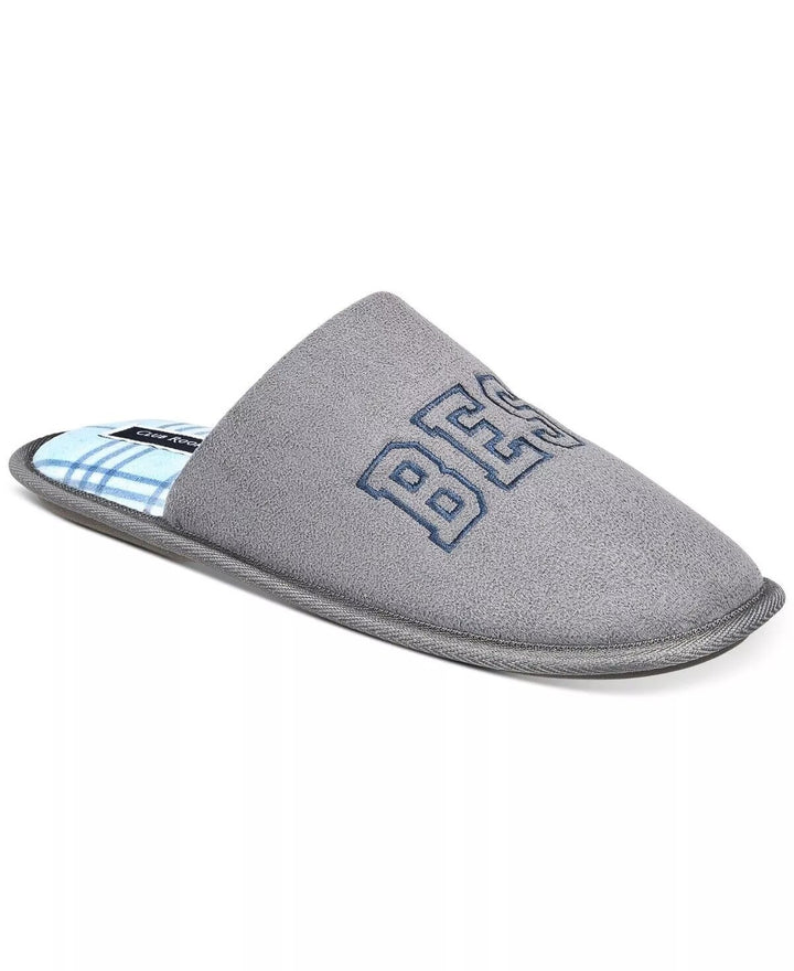 Translation missing: en.Club Room Mens Best Dad Embroidery Faux Suede Slippers Gray-Small 6-7