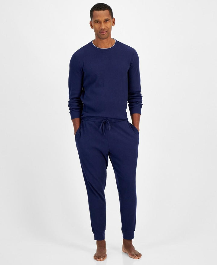 Translation missing: en.Club Room Men's Waffle Long-Sleeve T-Shirt &amp; Pajama Pant Set Blue Notte-Medium