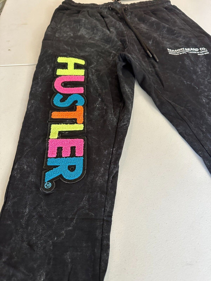 Translation missing: en.Reason Men's Limited Edition Hustler Future Embroided Logo Joggers Black-Small