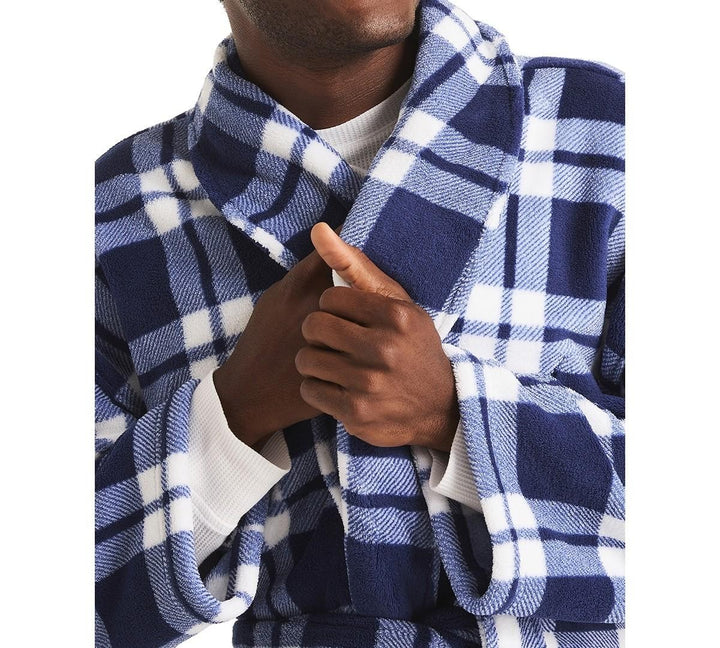Translation missing: en.Nautica Men's Shawl Collar Soft Feel Plaid Robe Blue Depths- One Size