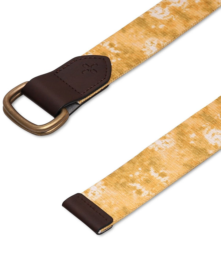Translation missing: en.Sun + Stone Men's Geo D-Ring Web Belt with Faux-Leather Trim Yellow Small 30-32
