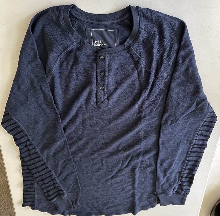 Translation missing: en.Mills Supply Mens Point Sur Long Sleeve Henley in Mood Indigo Blue-XL