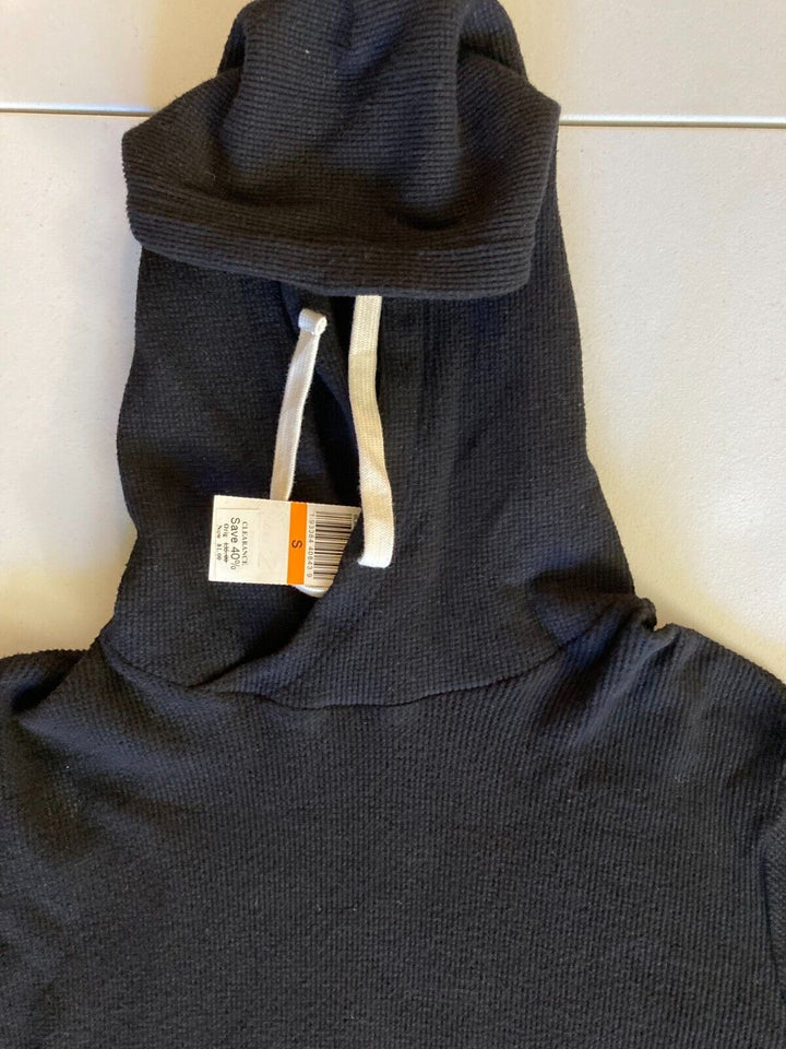 Translation missing: en.Monrow Men's Cotton Blend Waffle Knit Thermal Hoodie in Black-Size Small