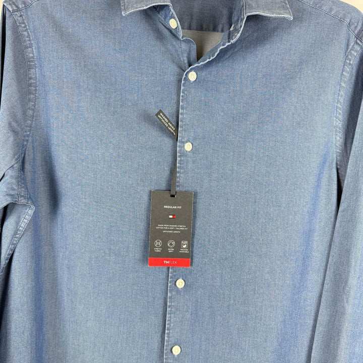 Translation missing: en.Tommy Hilfiger Men's Flex Reg Fit Washed Untucked Dress Shirt Blue-15-15.5 32/33
