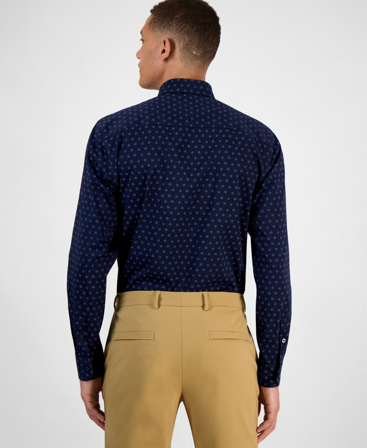 Translation missing: en.Alfani Men's Geo-Print Dress Shirt Slim Fit Navy sage Stretch-15-15.5 32/33
