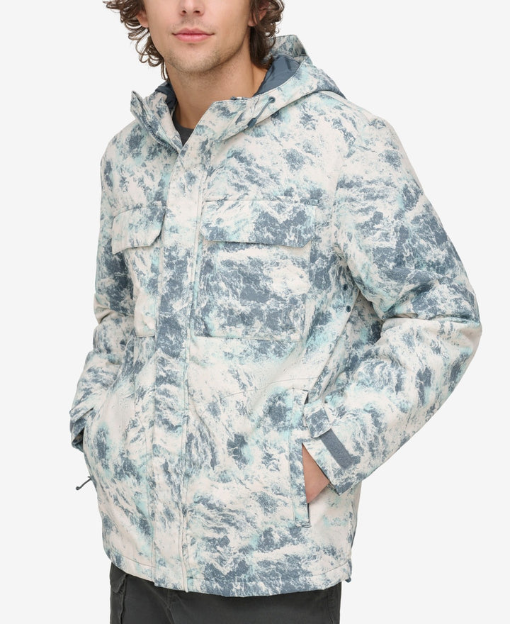 Translation missing: en.Bass Outdoor Men's Water Resist Performance Hooded Pocket Jacket White Multi -XL