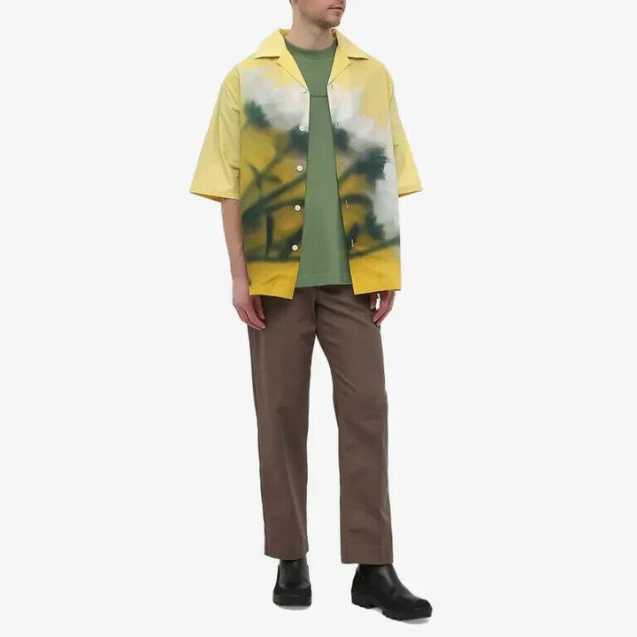 Translation missing: en.Kenzo Men's Cotton Floral Print Regular Fit Button Down Camp Shirt Lemon-Small