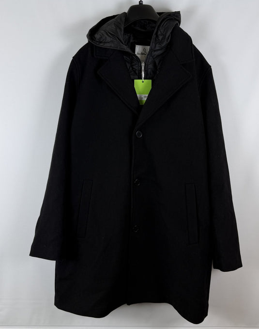 Translation missing: en.Sam Edelman Men's Single Breasted Coat with Quilted Bib Wool Blend Black-Large
