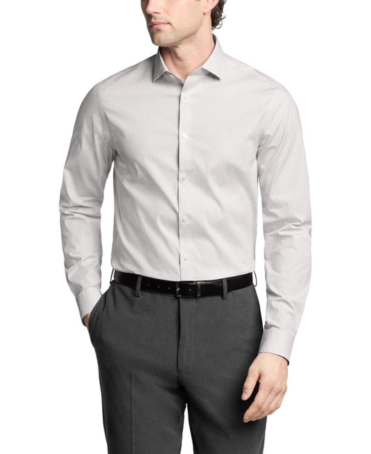 Translation missing: en.Calvin Klein Mens Dress Shirt Steel Stretch Slim Fit Check Pink Multi-15.5 34/35