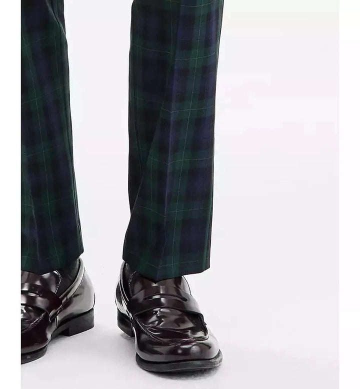 Translation missing: en.Tommy Hilfiger Men's Tate Modern-Fit Stretch Dress Fall Pants Blue Plaid-38x34