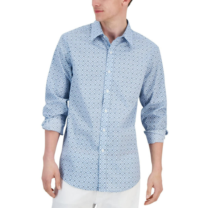 Translation missing: en.Club Room Men's Cotton Elevated Terolo Medallion Shirt Blue Combo-XL
