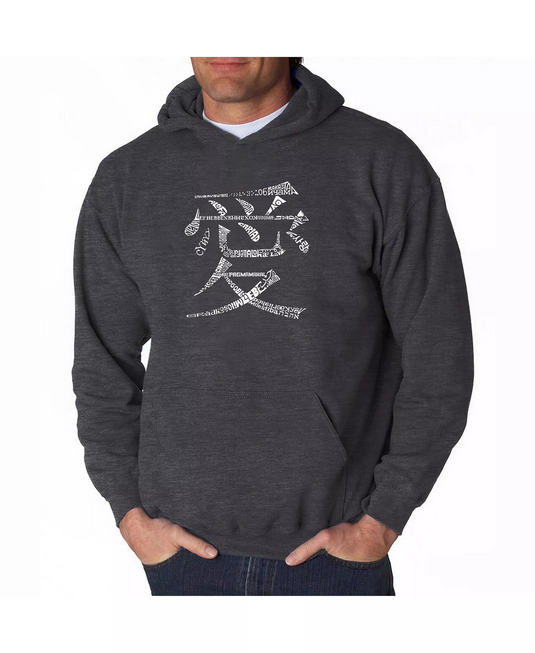 Translation missing: en.La Pop Art Men's Word Art Hoodie the Word Love in 44 Languages Dark Gray-XL