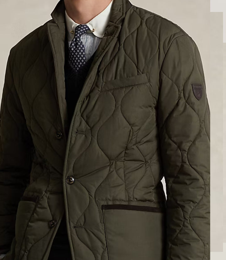 Translation missing: en.Polo Ralph Lauren Men's Suede Trimmed Quilted Jacket in Olive Green-2XL