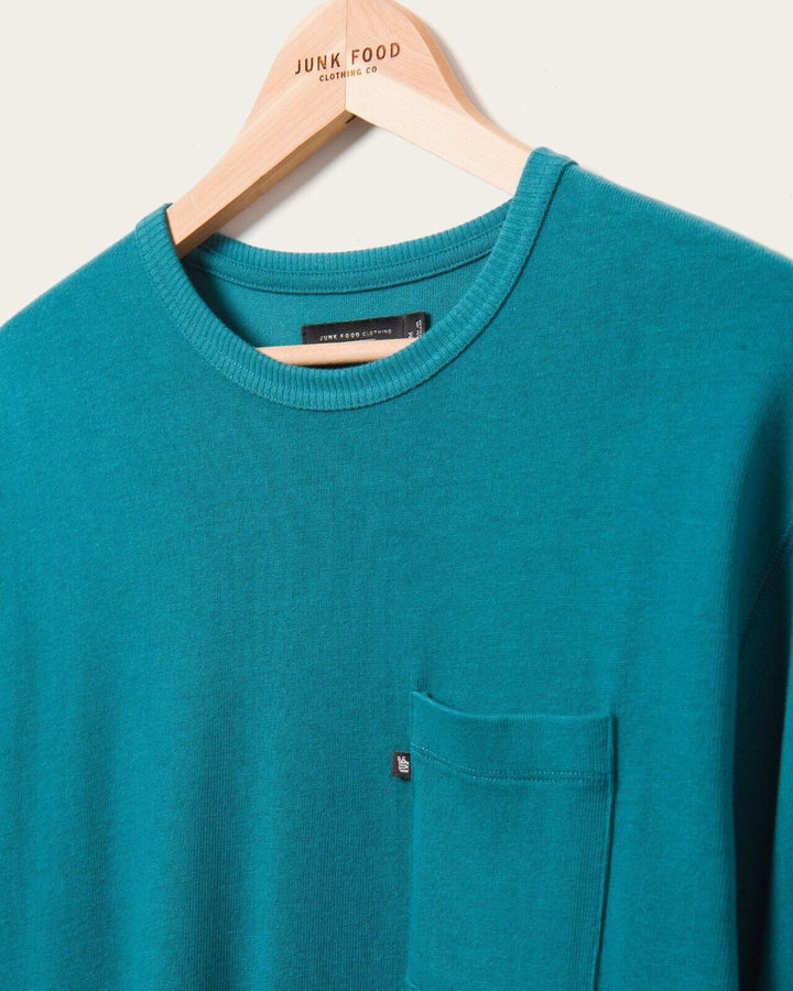 Translation missing: en.Junk Food Clothing Men's Porter Long Sleeve Boxy Pocket Tshirt in Coral-Size L