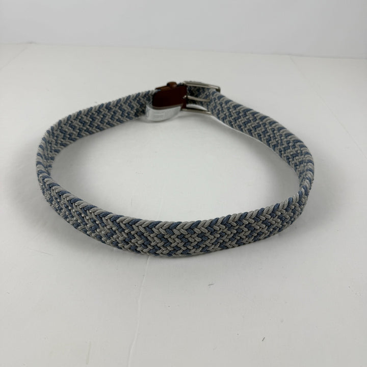 Translation missing: en.Perry Ellis Portfolio Men's Webbed Leather-Trim Belt - Light Blue - Small 30-32W