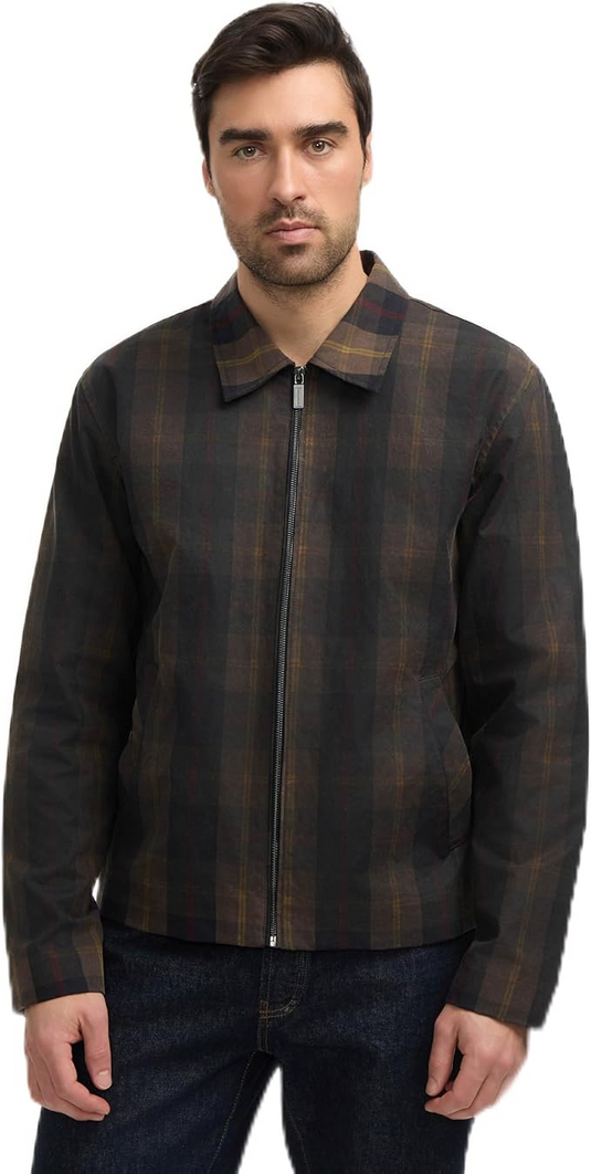 Translation missing: en.Hunter Men's Foster Wax Trucker Jacket Size Large Brown Plaid Cotton Water Repel