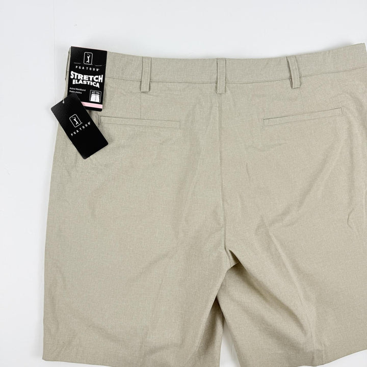 Translation missing: en.PGA TOUR Golf Shorts Khaki Heather Size 40 Flat Front with Active Waistband