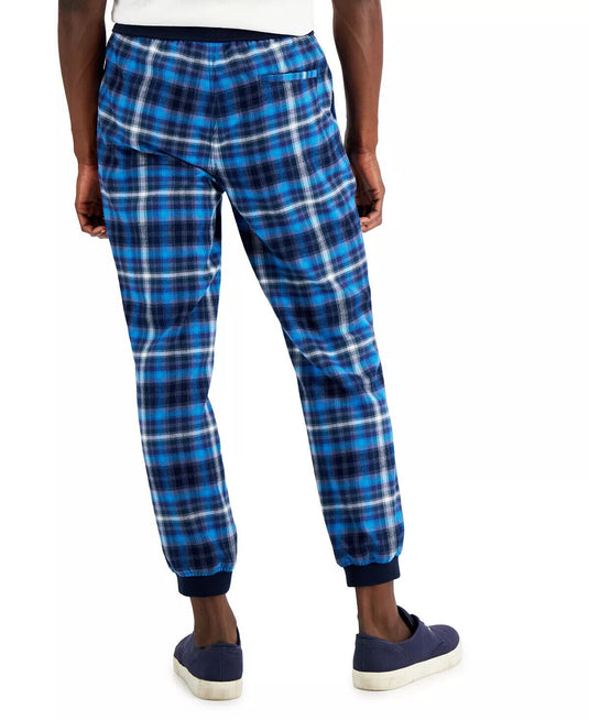 Translation missing: en.Sun + Stone Men's Donnie Regular-Fit Plaid Joggers in Blue-Size XL