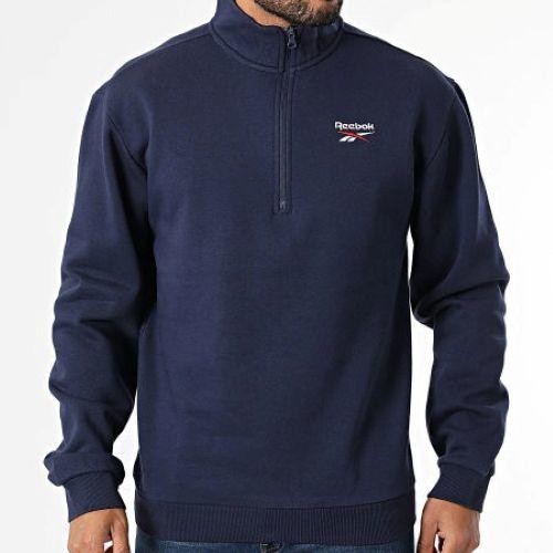 Translation missing: en.Reebok Mens Identity Quarter-Zip Fleece Sweatshirt Vector Navy Size 2XL Reg-Fit