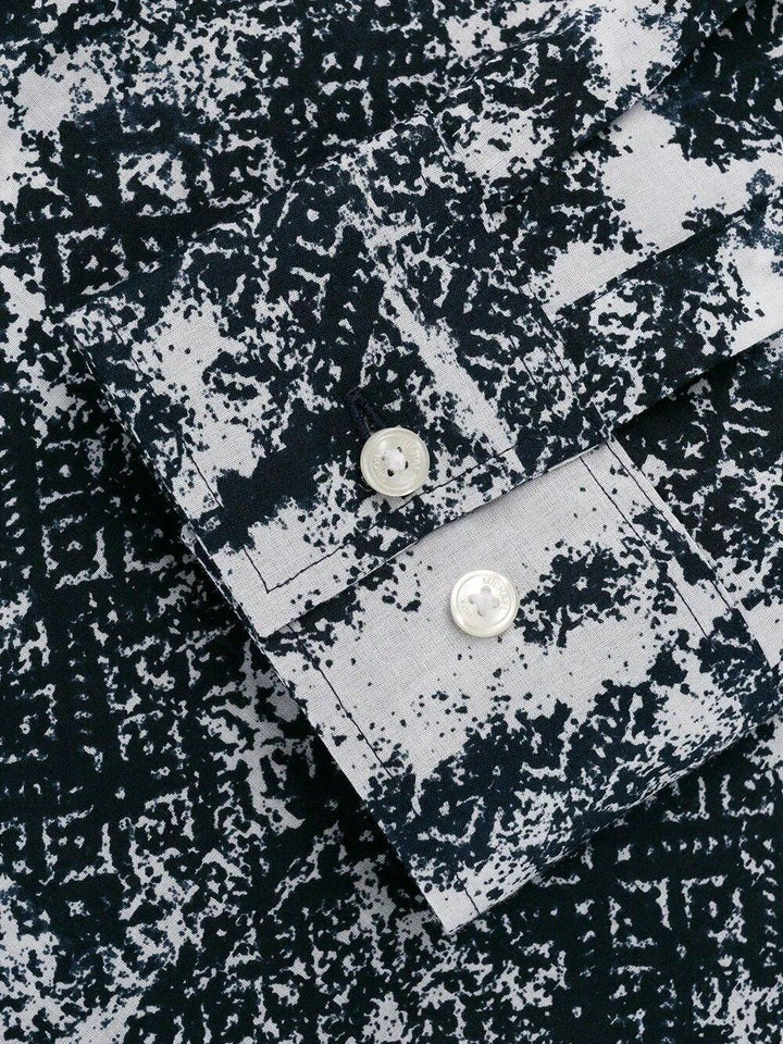 Translation missing: en.Michael Kors All Cotton Geometric Print Long Sleeve Shirt Midnight Blue-Small