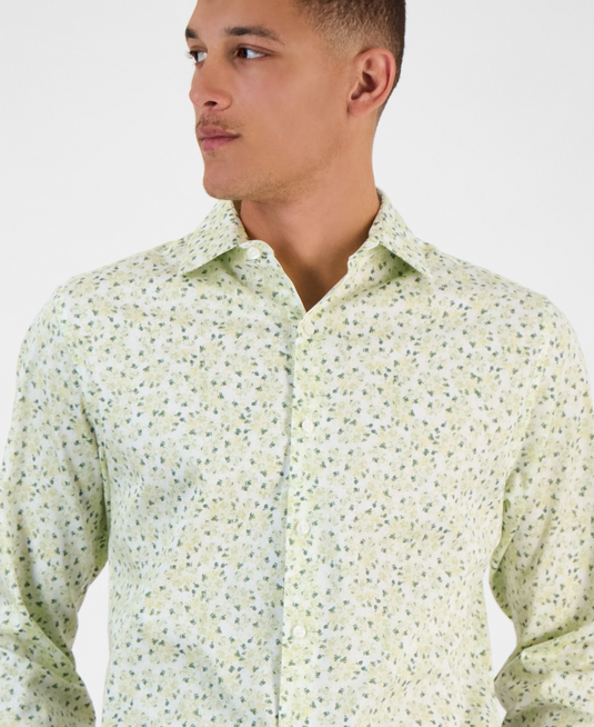 Translation missing: en.Bar III Dress Shirt 14-14.5 32/33 White Sage Men's Slim Fit Boboli Floral Print
