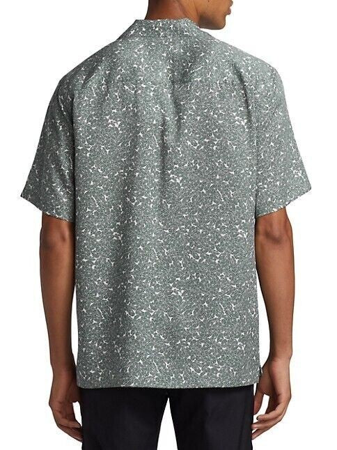 Translation missing: en.Theory Men's Noll Geo Floral Print Button Down Camp Shirt Ivory Balsam Green-Sm