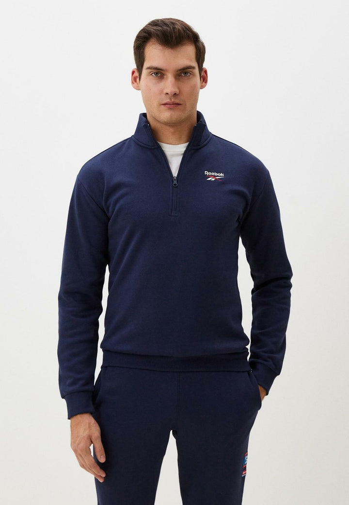 Translation missing: en.Reebok Mens Identity Quarter-Zip Fleece Sweatshirt Vector Navy Large Reg-Fit