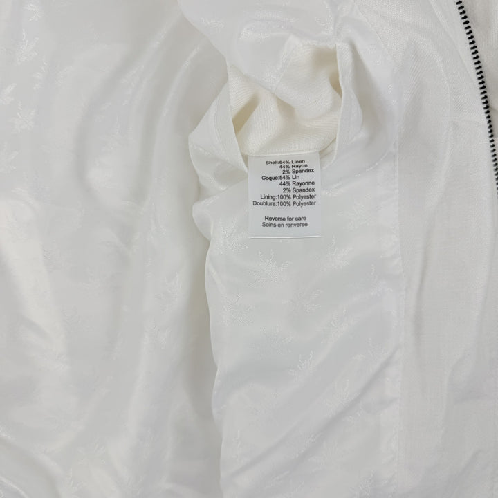 Translation missing: en.Paisley &amp; Gray Men's Bomber Jacket Size Small White Zip-Front Linen Blend Lined