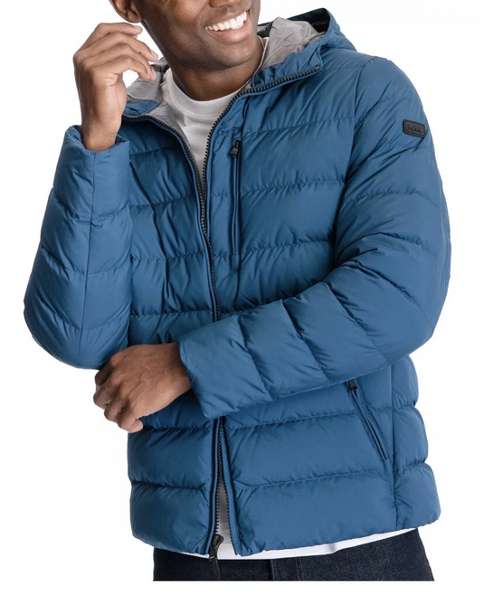 Translation missing: en.Michael Kors Men's Hooded Puffer Jacket Size Small Pacific Blue Wind-Resistant