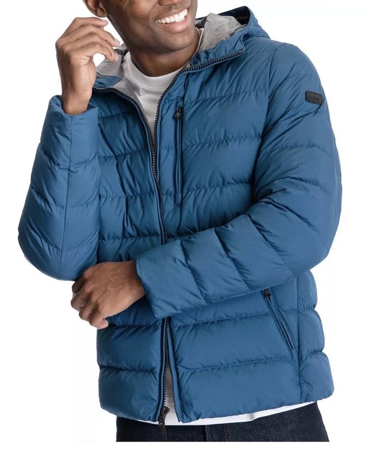 Translation missing: en.Michael Kors Men's Hooded Puffer Jacket Size Small Pacific Blue Wind-Resistant