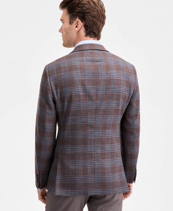 Translation missing: en.Ted Baker Men's Modern-Fit Brown Blue Plaid Sport Coat Stretch Brown Blue-36R