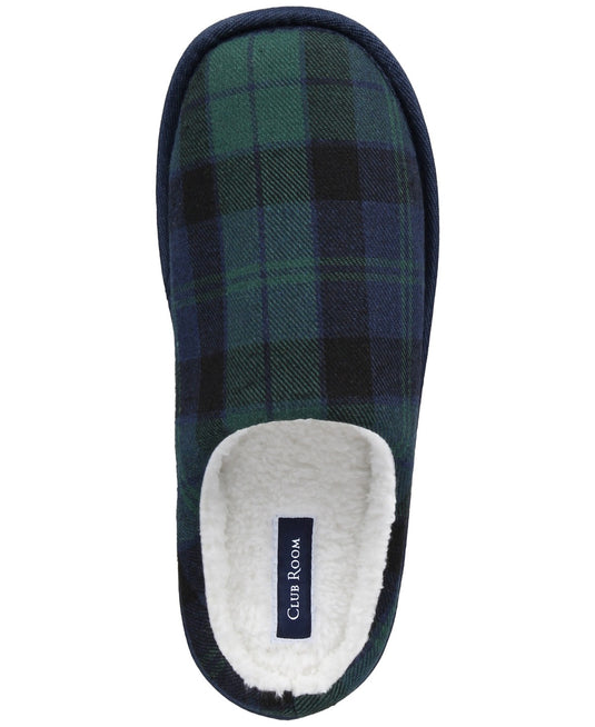 Translation missing: en.Club Room Eden Barn Plaid Comfort Sole Hoodback Slippers Green Multi-Large 10-11