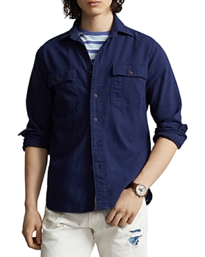 Translation missing: en.Polo Ralph Lauren Men's Sahara Polo Blue Label Twill Shirt Newport Navy-Medium