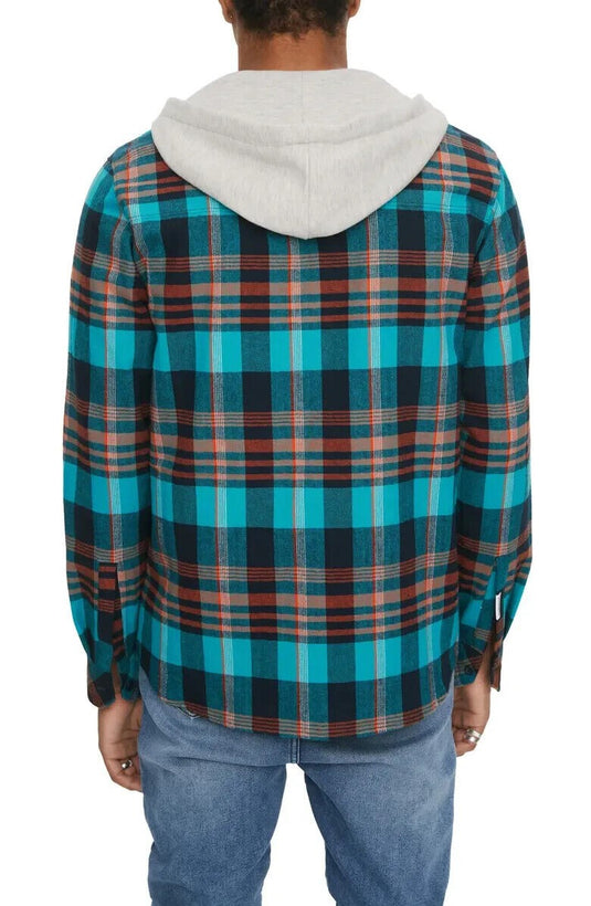 Translation missing: en.Eleven Paris Men's Hooded Plaid Shirt Jacket - Columbia Plaid - Size S