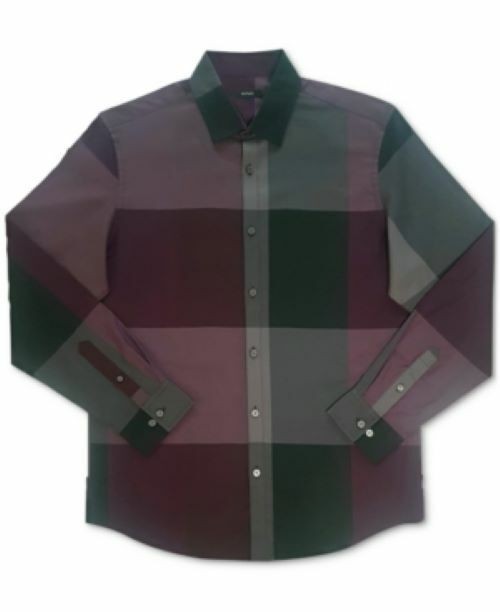 Translation missing: en.Alfani Men's Woven Plaid Shirt in Port Multi- Size Small
