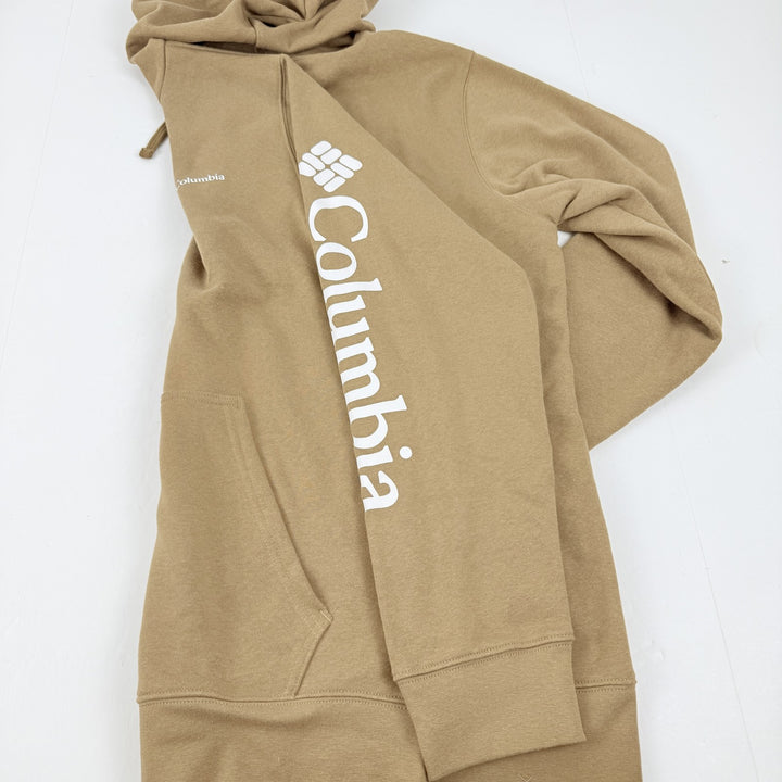Translation missing: en.Columbia Men's Trek Sleeve Logo Hoodie Cotton Blend in Delta Brown-Size Medium
