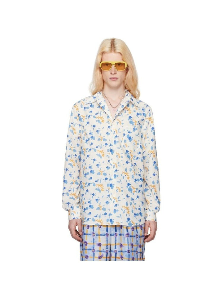 Translation missing: en.Marni Mens Prem. Cotton Logo Dripping Paint Splatter Shirt White-IT 50 US Large