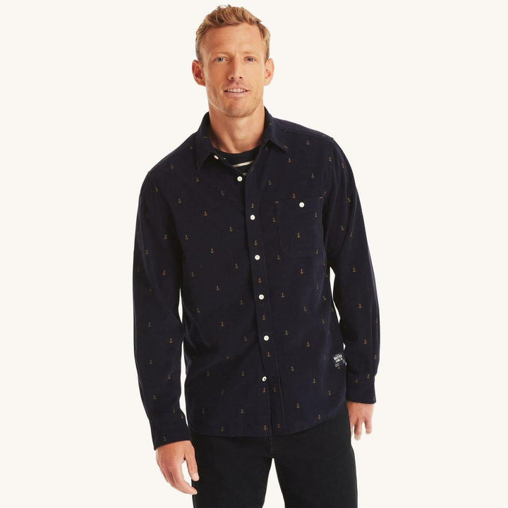 Translation missing: en.Nautica Men's Classic Fit Long Sleeve Corduroy Printed Shirt Navy Seas-XL