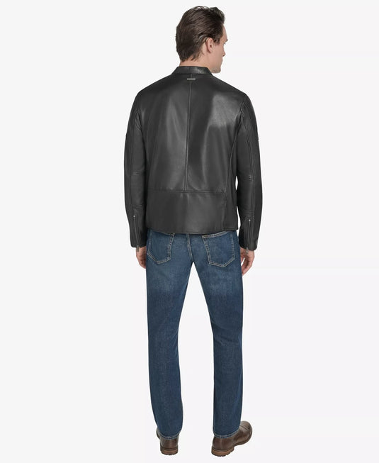 Translation missing: en.Marc New York Men's Maitlin Leather Moto Jacket Racer Style Black-Size Medium